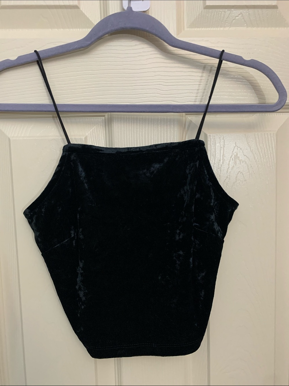 Wild Fable Black Velvet Spaghetti Strap Crop Top